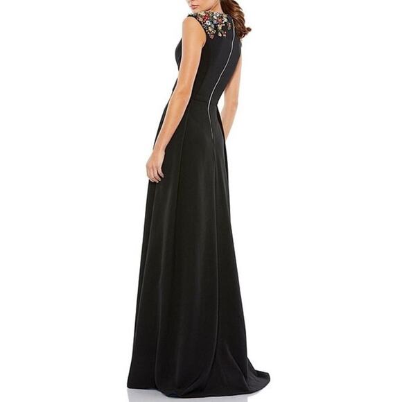 Mac Duggal Beaded V-Neck Cap Sleeve Thigh High Slit A-Line Gown Size 14 NWT - Picture 2 of 11